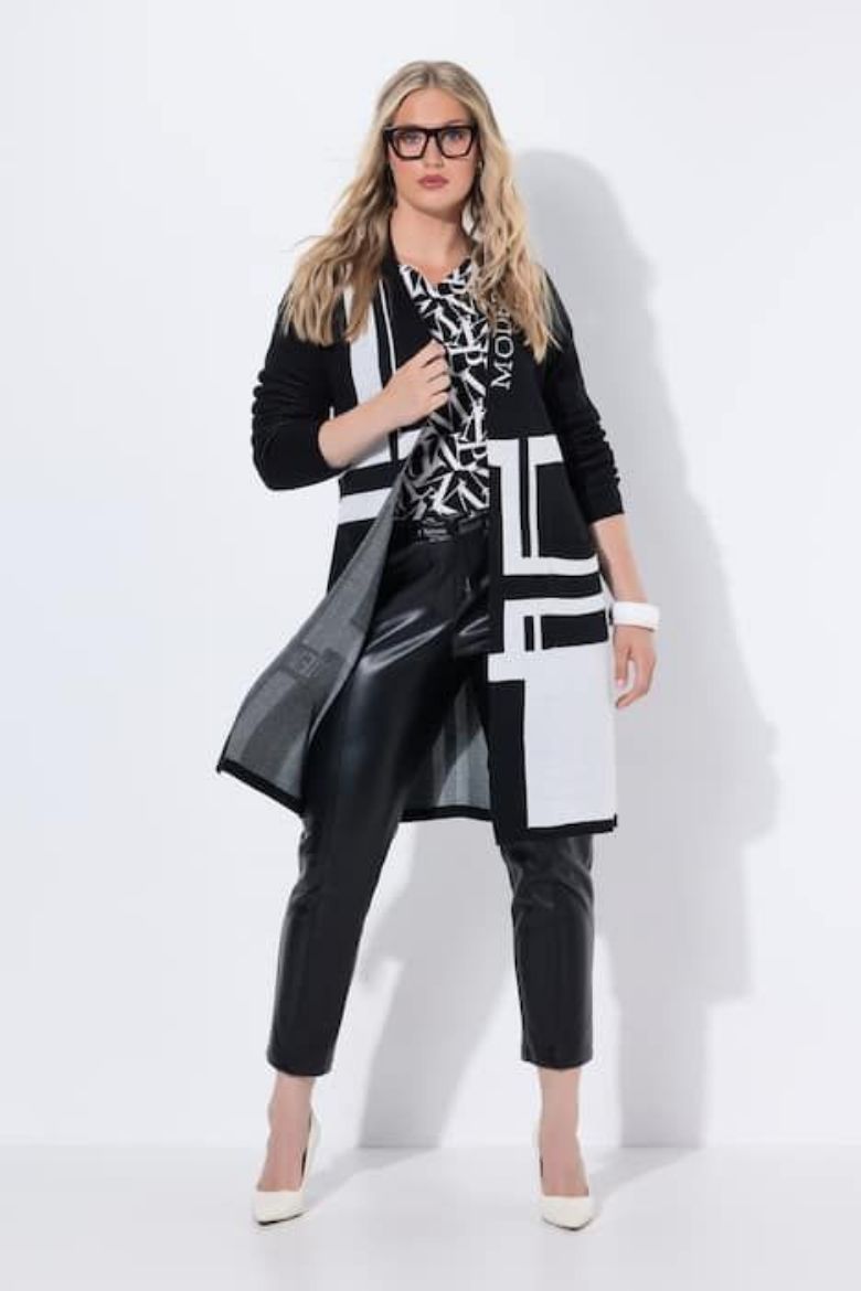 Plus size veliki brojevi Kardigan dugih rukava dužeg kroja za punije