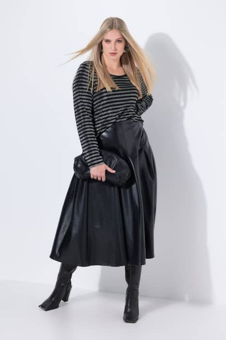 Plus size veliki brojevi Suknja imitacija kože A kroja za punije
