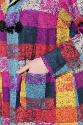 Plus size veliki brojevi Kaput karirani na kopčanje za punije