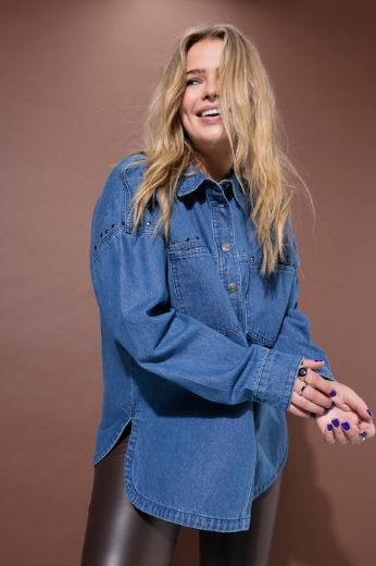 Plus size veliki brojevi Košulja traper izlgeda za punije