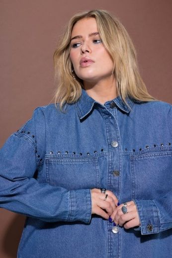 Plus size veliki brojevi Košulja traper izlgeda za punije