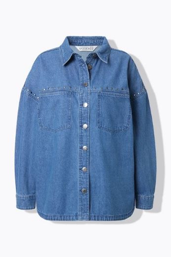 Plus size veliki brojevi Košulja traper izlgeda za punije