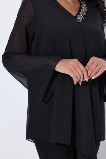 Plus size veliki brojevi Majica elegantna  s ukrasnim detaljima na ovratniku za punije