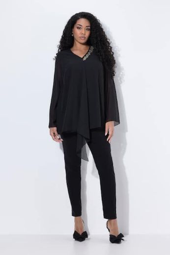 Plus size veliki brojevi Majica elegantna  s ukrasnim detaljima na ovratniku za punije