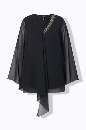 Plus size veliki brojevi Majica elegantna  s ukrasnim detaljima na ovratniku za punije