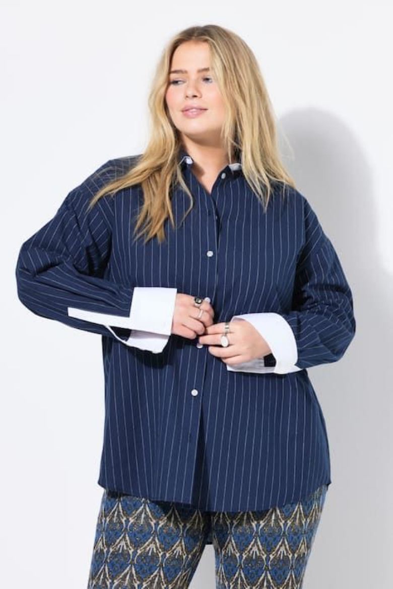 Plus size veliki brojevi Košulja dugih rukava na pruge za punije