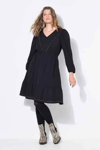 Plus size veliki brojevi Haljina dugih rukava A kroja za punije