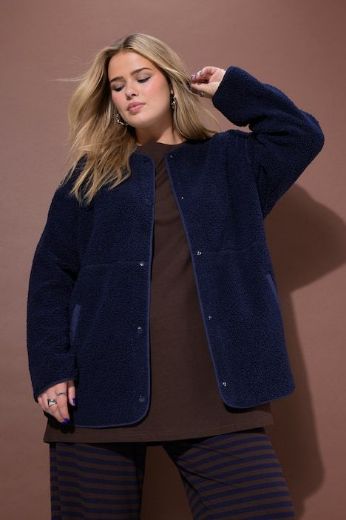 Plus size veliki brojevi Majica dugih rukva od flisa na kopčanje za punije