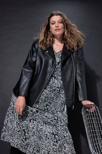 Plus size veliki brojevi Jakna od umjetne kože šireg kroja za punije