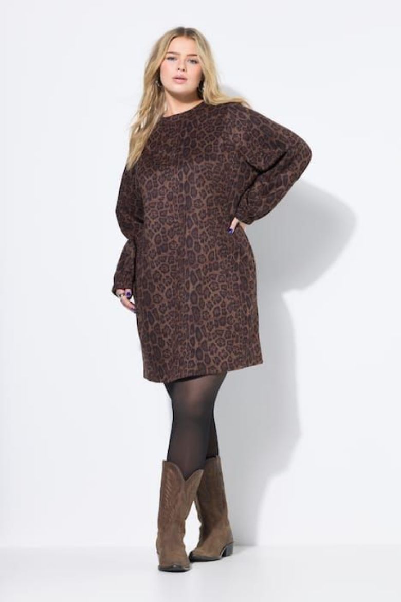 Plus size veliki brojevi Haljina dugih rukava šireg kroja za punije