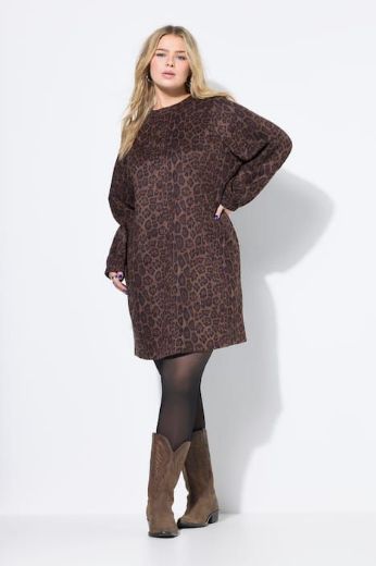 Plus size veliki brojevi Haljina dugih rukava šireg kroja za punije