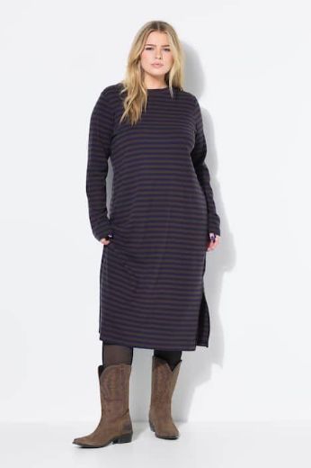 Plus size veliki brojevi Haljina dugih rukava na pruge za punije