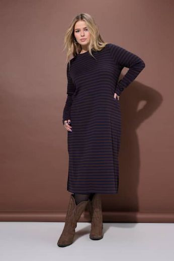 Plus size veliki brojevi Haljina dugih rukava na pruge za punije