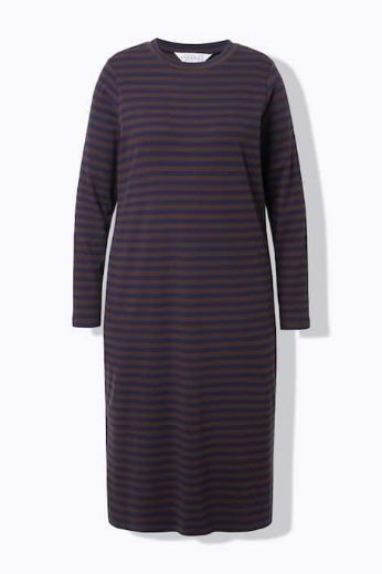 Plus size veliki brojevi Haljina dugih rukava na pruge za punije