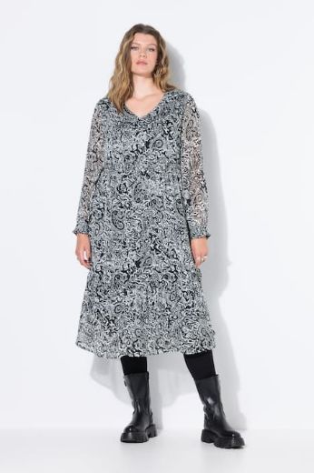 Plus size veliki brojevi Haljina midi dugih rukava za punije