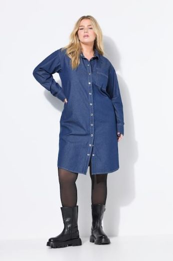 Plus size veliki brojevi Haljina traper dugih rukava za punije