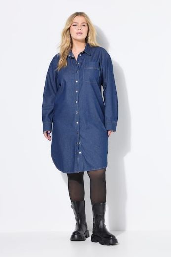 Plus size veliki brojevi Haljina traper dugih rukava za punije