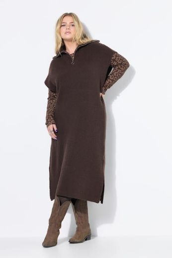 Plus size veliki brojevi Haljina pletena visokog ovratnika bez rukava za punije