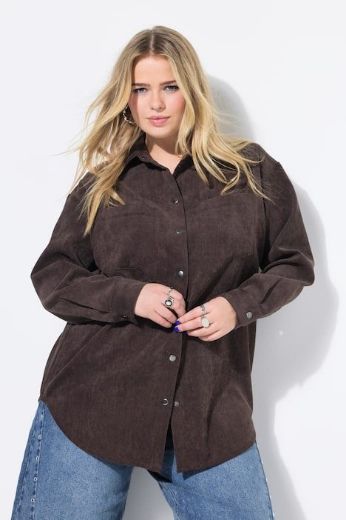 Plus size veliki brojevi Košulja od samta dugih rukava šireg kroja za punije