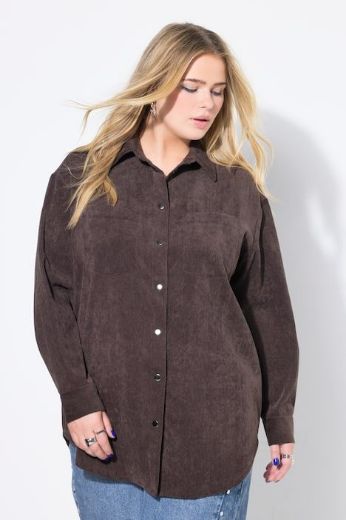 Plus size veliki brojevi Košulja od samta dugih rukava šireg kroja za punije