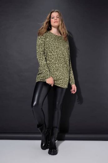 Plus size veliki brojevi Majica dugih rukava s leopard printom za punije