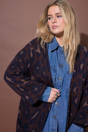 Plus size veliki brojevi Kardigan pleteni duži kroj za punije