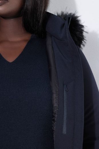 Plus size veliki brojevi Jakna A kroja s kapuljačom za punije