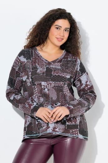 Plus size veliki brojevi Majica dugih rukava V ovratnika za punije
