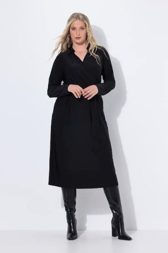 Plus size veliki brojevi Haljina elegantna midi dugih rukava za punije