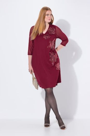 Plus size veliki brojevi Haljina elegantna 3/4 rukava V ovratnika za punije