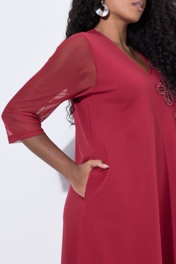 Plus size veliki brojevi Haljina elegantna 3/4 rukava V ovratnika za punije