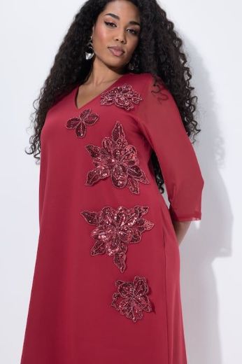 Plus size veliki brojevi Haljina elegantna 3/4 rukava V ovratnika za punije