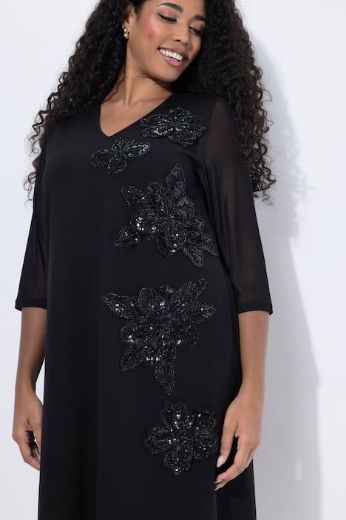 Plus size veliki brojevi Haljina elegantna 3/4 rukava V ovratnika za punije