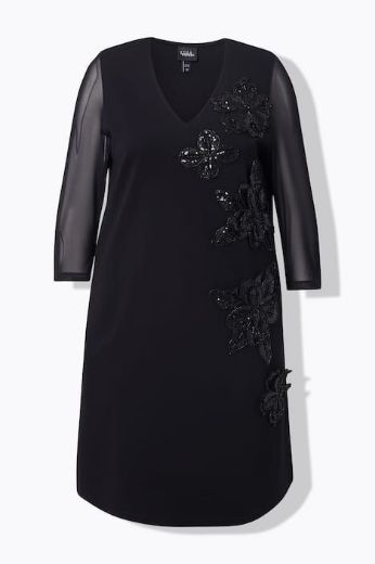 Plus size veliki brojevi Haljina elegantna 3/4 rukava V ovratnika za punije