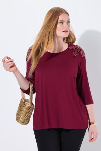 Plus size veliki brojevi Majica 3/4 rukava s ukrasnim detaljima A kroja za punije