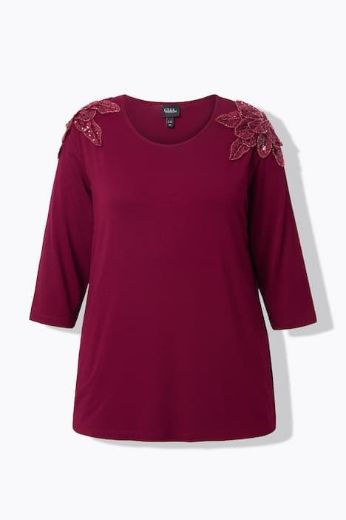 Plus size veliki brojevi Majica 3/4 rukava s ukrasnim detaljima A kroja za punije