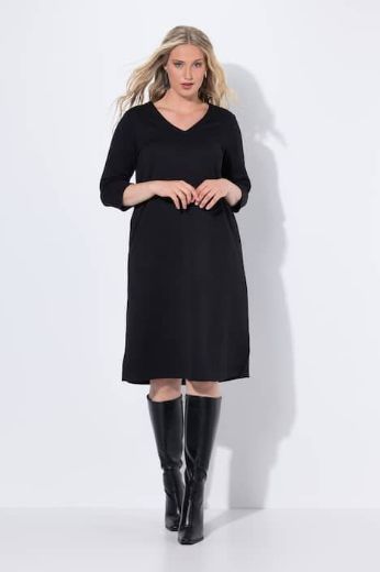 Plus size veliki brojevi Haljina 3/4 rukava V ovratnika za punije