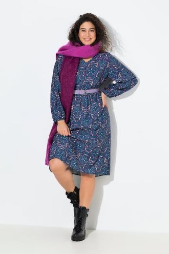 Plus size veliki brojevi Haljina dugih rukava A kroja za punije