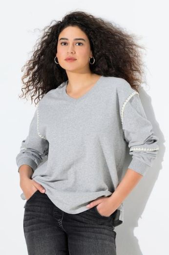 Plus size veliki brojevi Majica dugih rukava V ovratnika za punije