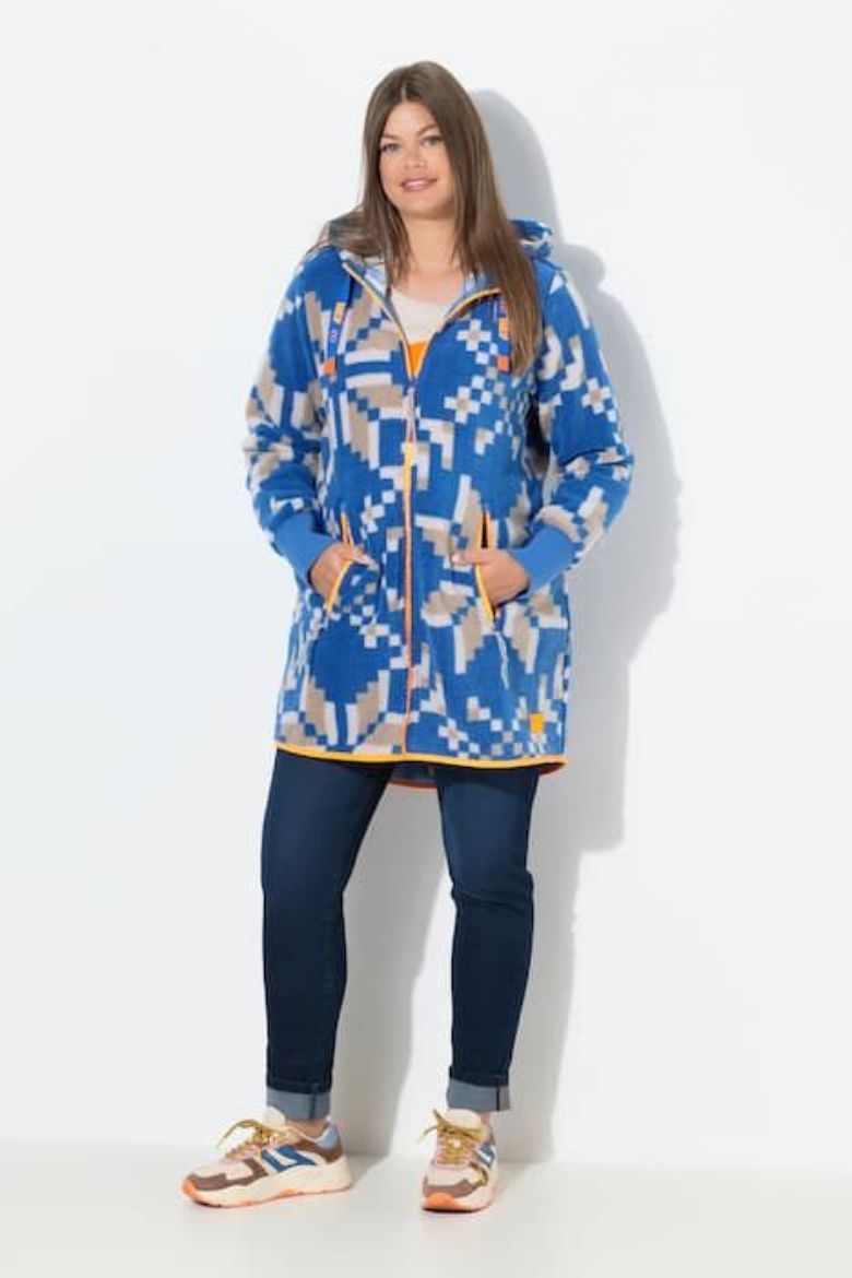 Plus size veliki brojevi Majica dugih rukava s patentnim zatvaračem i kapuljačom za punije