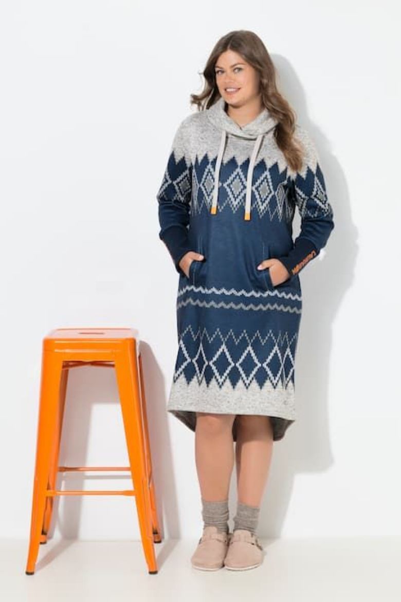 Plus size veliki brojevi Haljina dugih  rukava povišenog ovratnika za punije