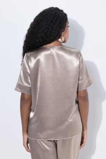 Plus size veliki brojevi Bluza elegantna kratkih rukava od satena za punije