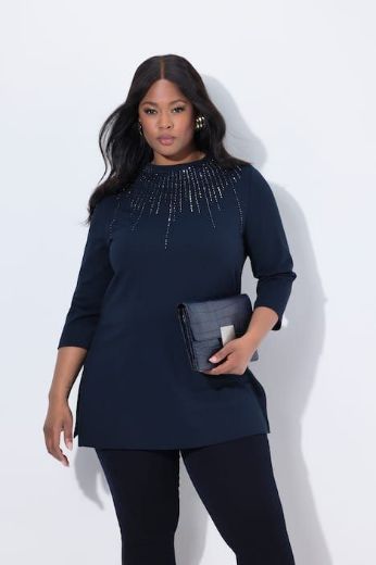 Plus size veliki brojevi Majica povišenog ovratnika s ukrasnim dodacima za punije