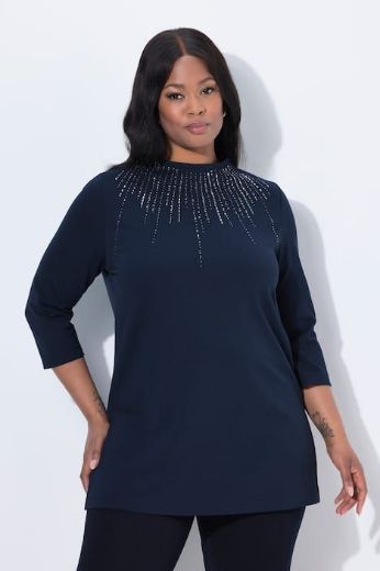 Plus size veliki brojevi Majica povišenog ovratnika s ukrasnim dodacima za punije