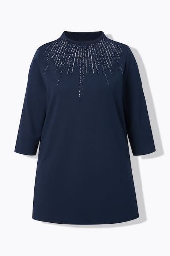 Plus size veliki brojevi Majica povišenog ovratnika s ukrasnim dodacima za punije