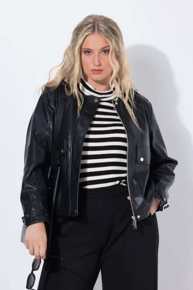 Plus size veliki brojevi Jakna od umjetne kože šireg kroja za punije