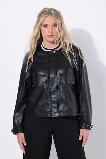 Plus size veliki brojevi Jakna od umjetne kože šireg kroja za punije