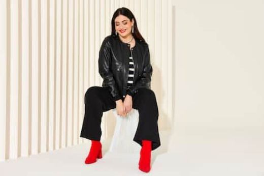 Plus size veliki brojevi Jakna od umjetne kože šireg kroja za punije