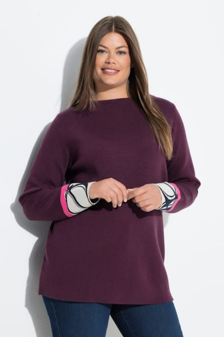 Plus size veliki brojevi Pulover s ukrasnim detaljima na rukavima za punije