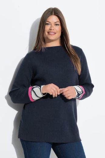 Plus size veliki brojevi Pulover s ukrasnim detaljima na rukavima za punije